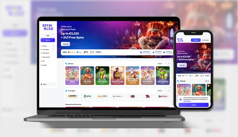 Capture d'écran de l'app SpinRise Casino